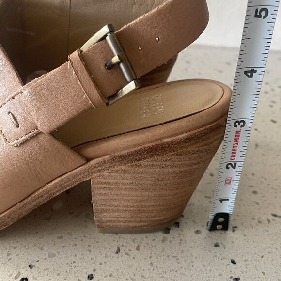 Eileen Fisher Glance Sand Leather Slingback Sandals Block Heel Women’s Size 7.5M - Picture 7 of 12
